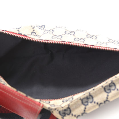 Gucci GG Monogram Web Double Pocket Belt Bag Navy Red 4 of 8