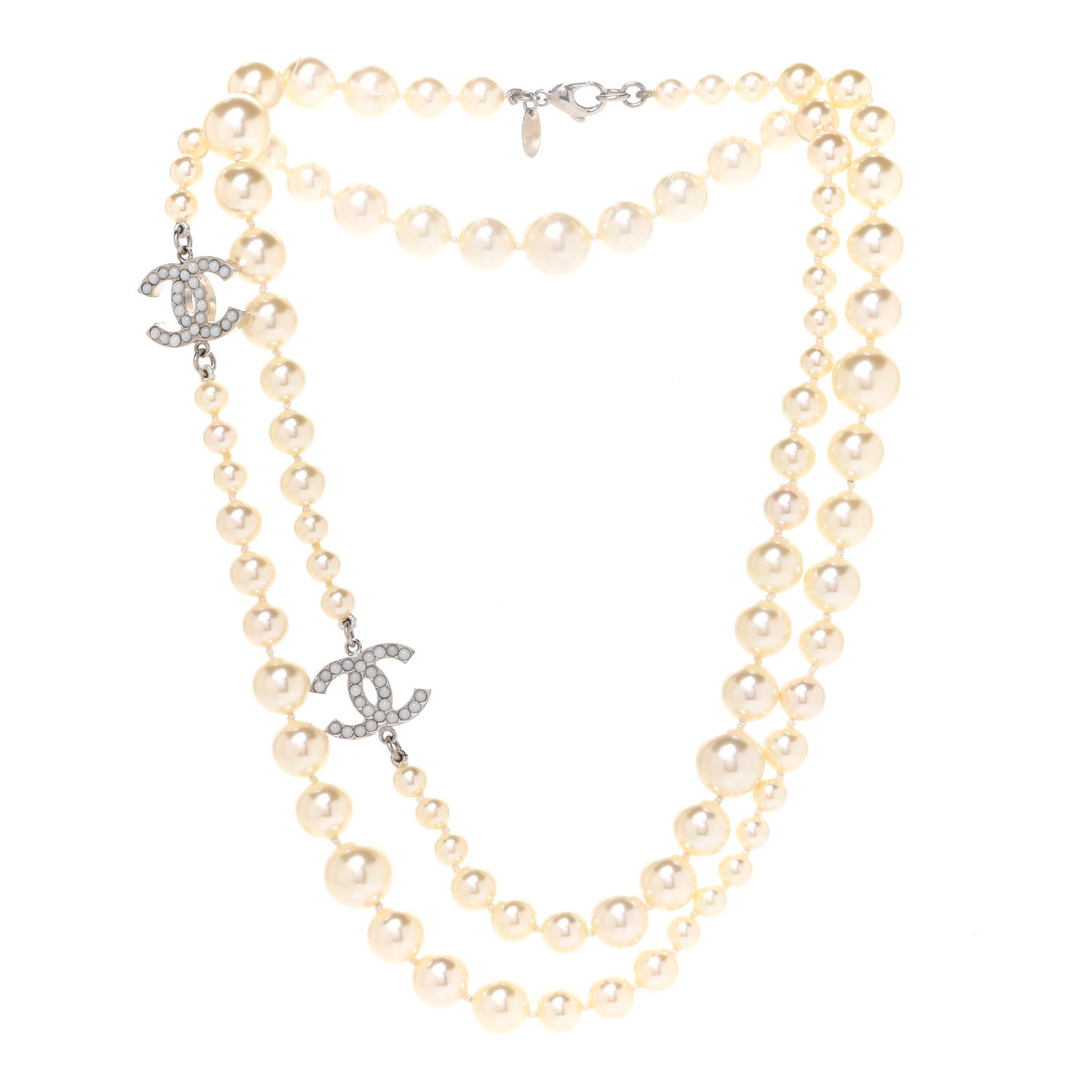 Pearl Multistrand CC Long Necklace Pearly White