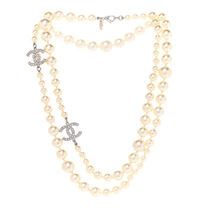 Chanel Pearl Multistrand CC Long Necklace Pearly White 3 of 6
