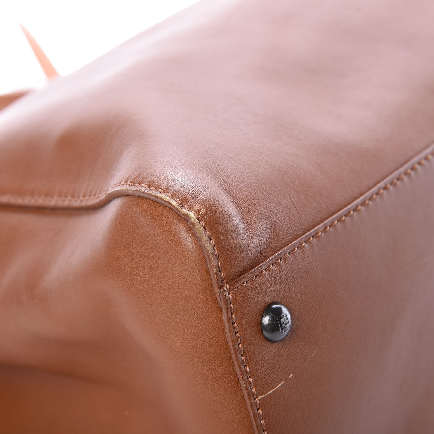 Vitello Suede Large Peekaboo Iconic Satchel Cuoio Rame Moro