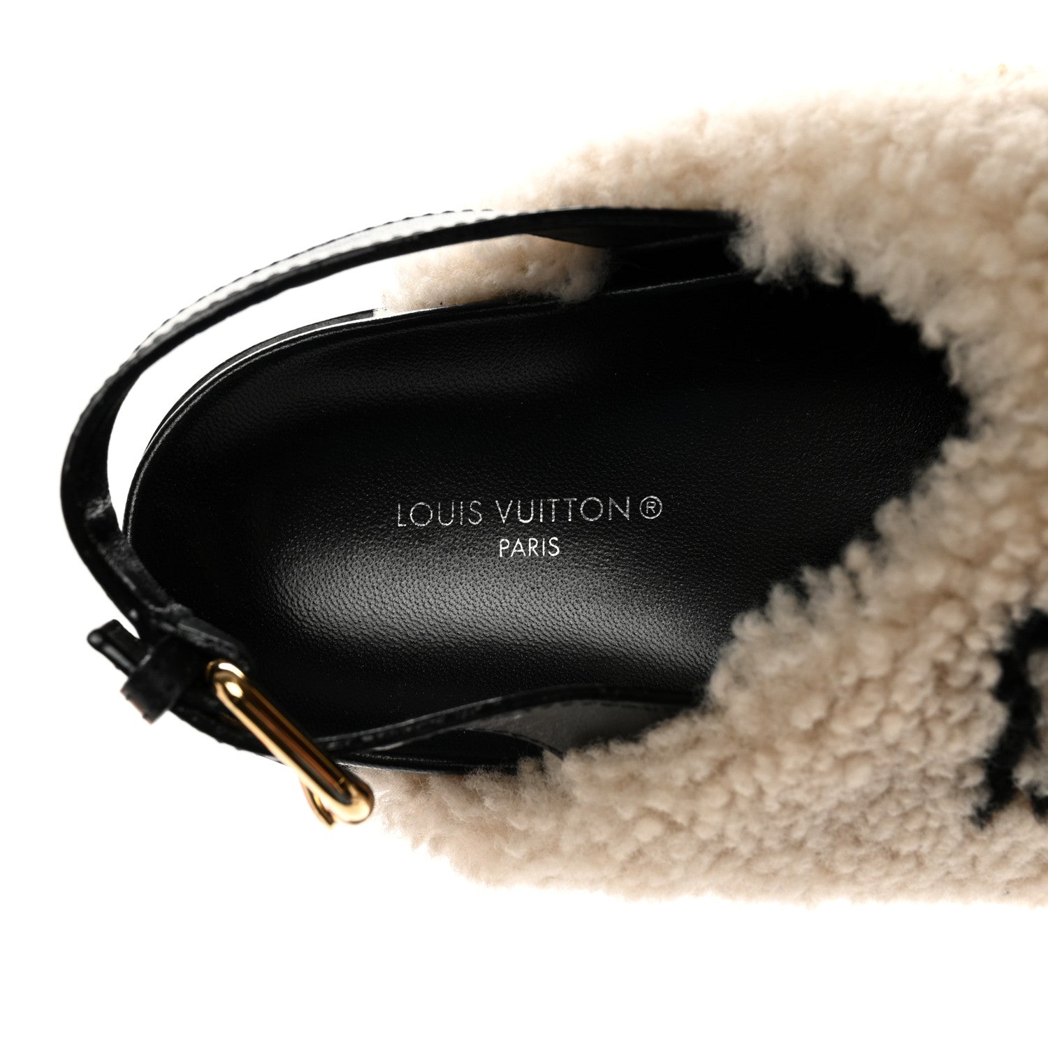 Louis Vuitton Shearling Paseo Sandals 37 Black 7 of 10