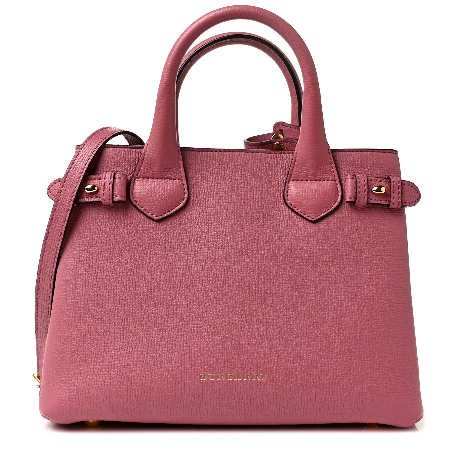 Burberry Grainy Calfskin House Check Small Banner Tote Mauve Pink 1 of 7