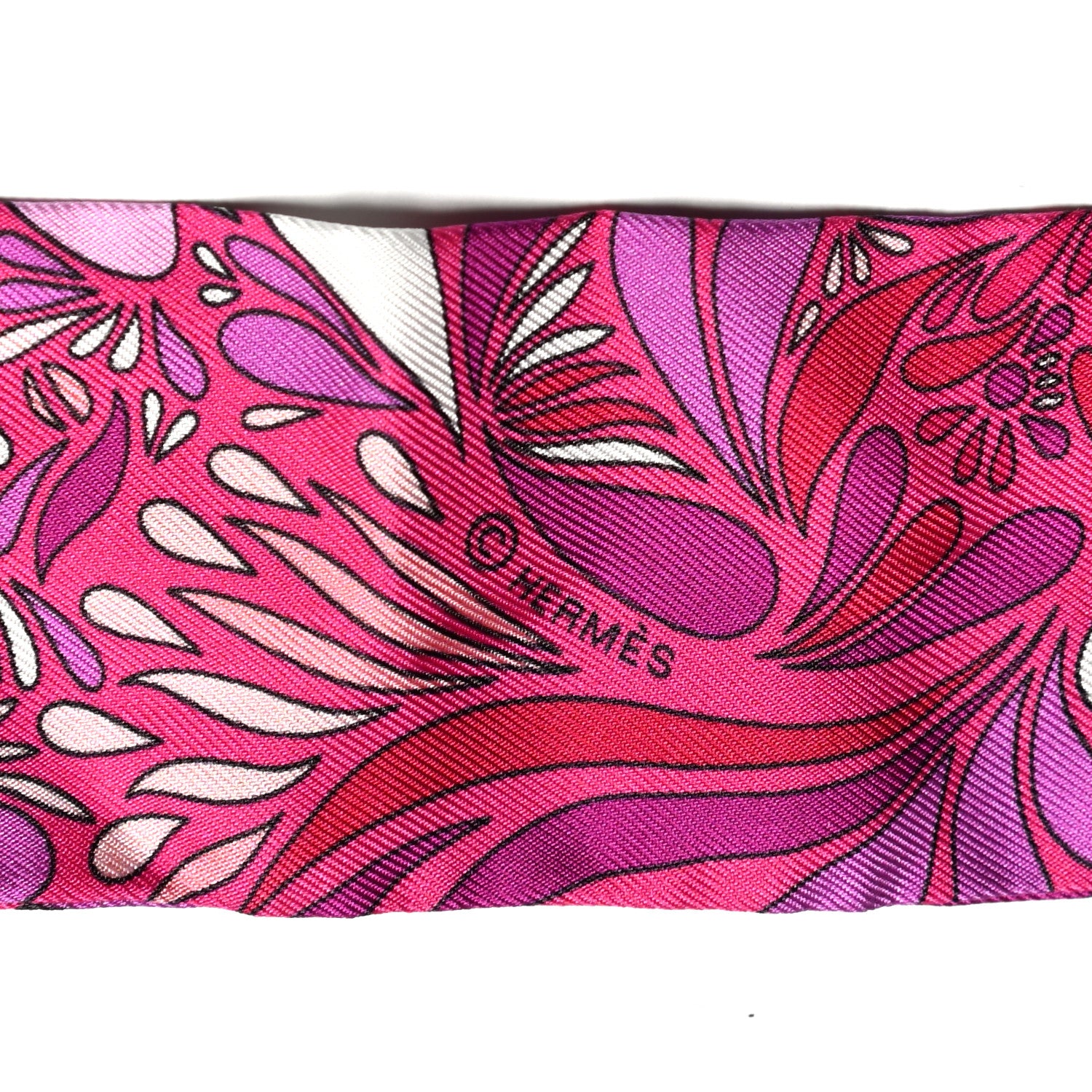 Hermes Silk Millefleurs Du Mexique Twilly Fuchsia Mauve Rose 3 of 4