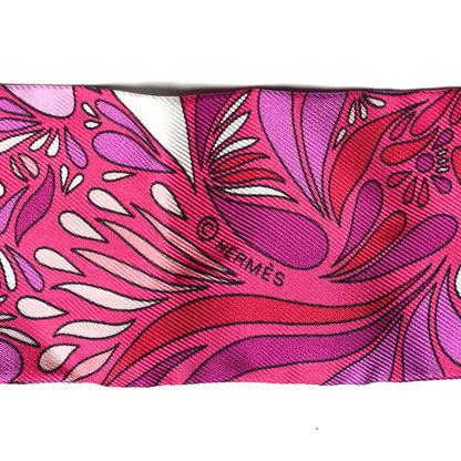 Hermes Silk Millefleurs Du Mexique Twilly Fuchsia Mauve Rose 3 of 4