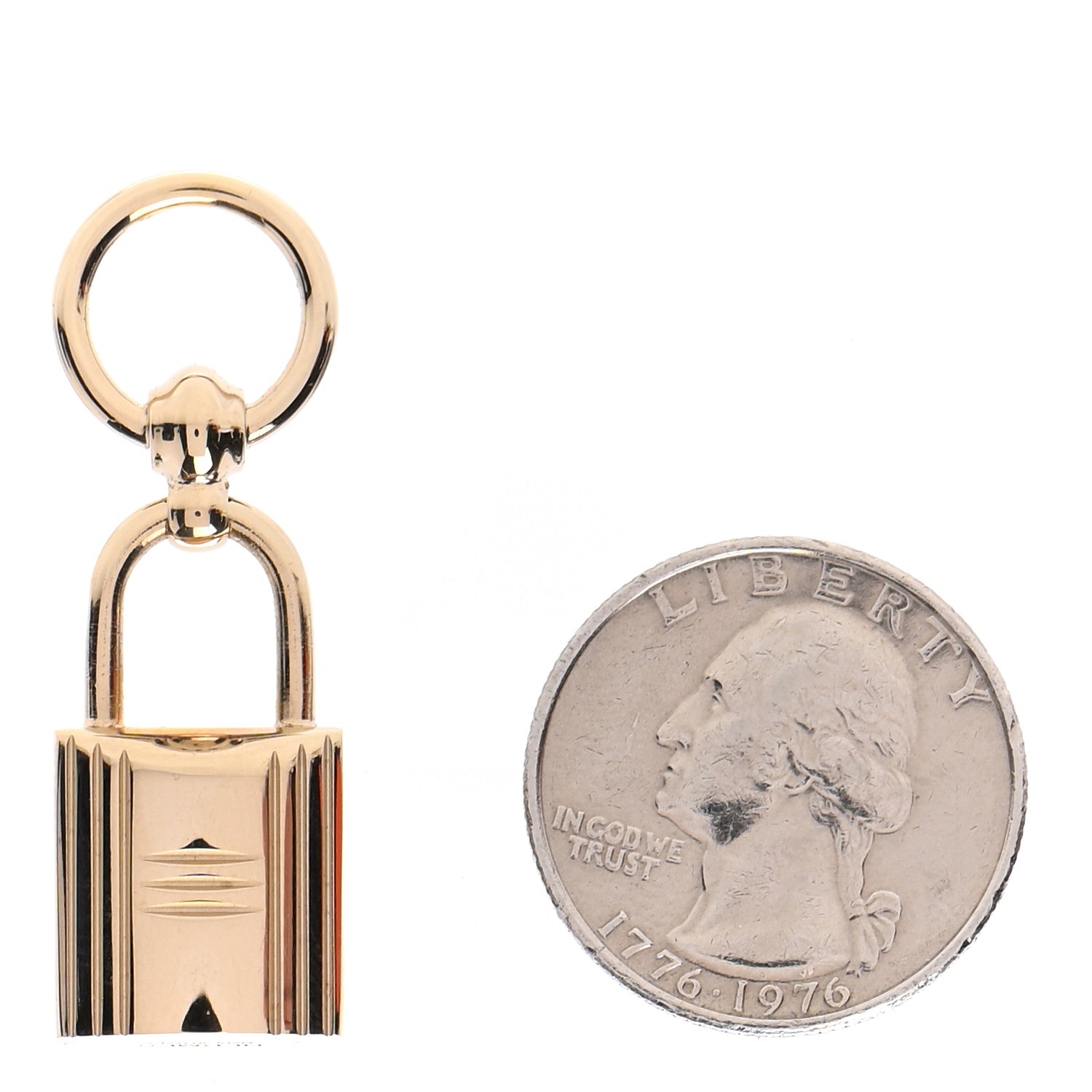 Hermes Permabrass Mini Loop Charms Cadenas Scarf Ring Gold 2 of 3