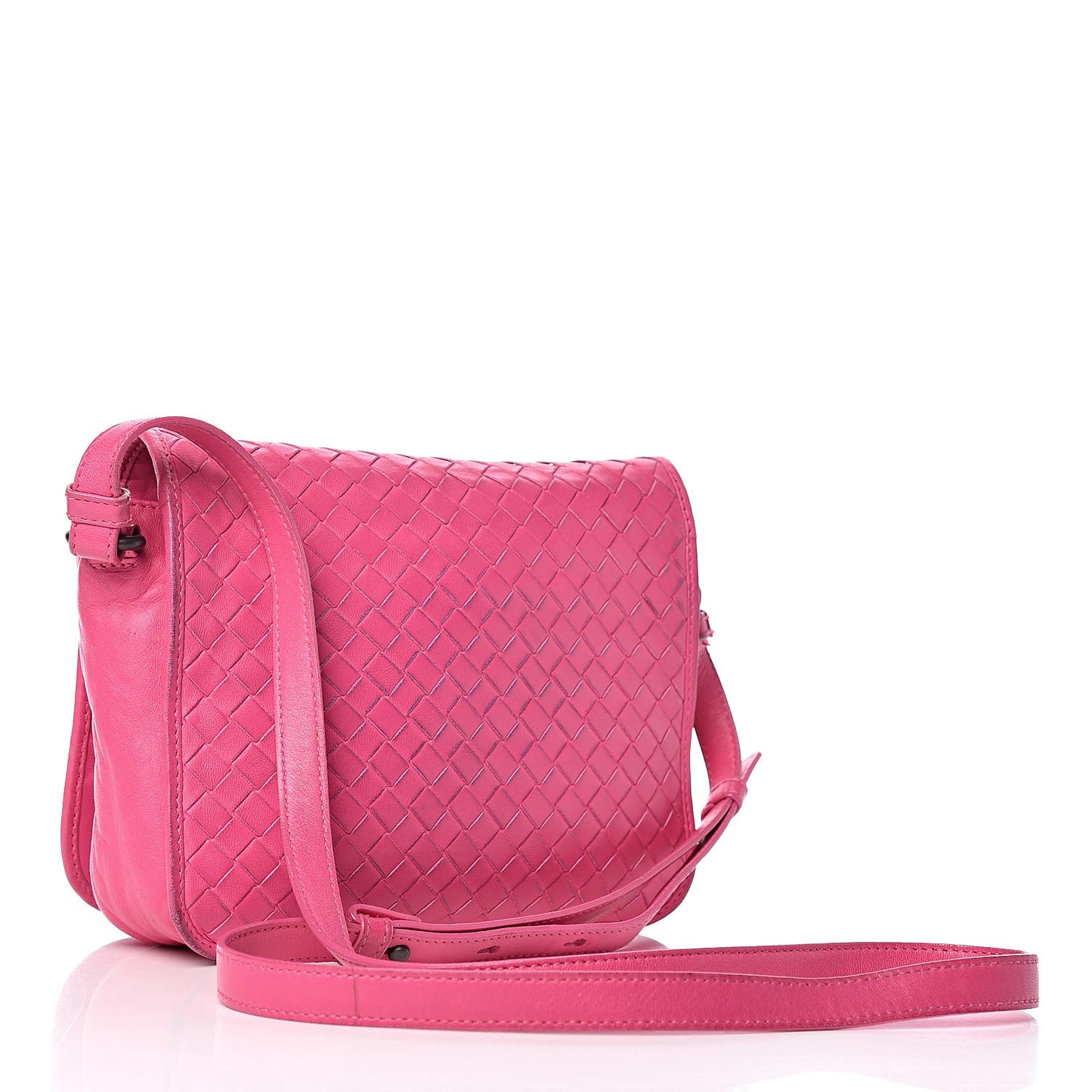 Nappa Intrecciato Mini Flap Crossbody Fuchsia