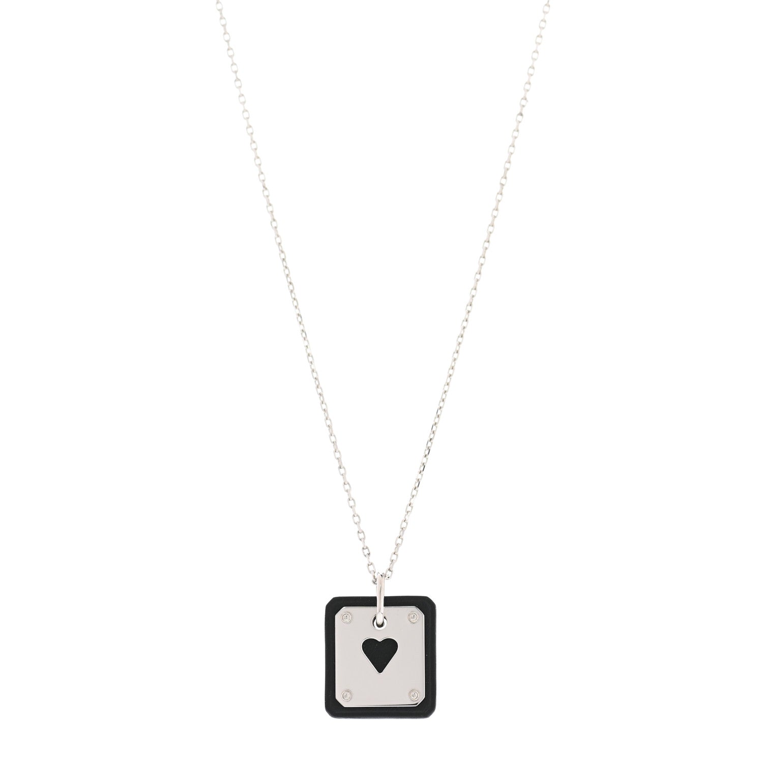 Hermes Palladium Plated Swift As De Coeur Necklace Black 1 of 6