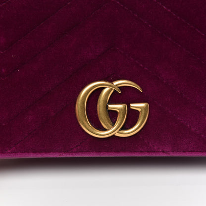 Gucci Velvet Matelasse GG Marmont Mini Bag Fuchsia Violet Cyclamen 9 of 14