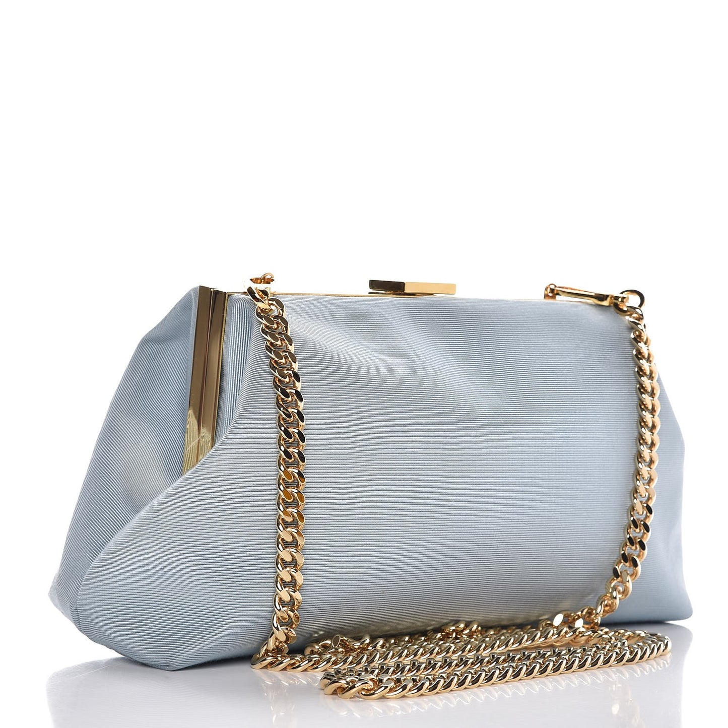 Grosgrain Mini Volume Chain Clutch Sky Blue