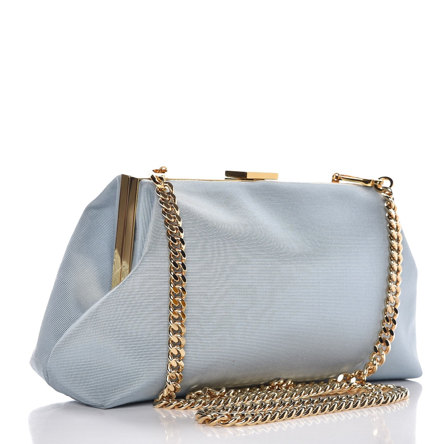 Mansur Gavriel Grosgrain Mini Volume Chain Clutch Sky Blue 3 of 6