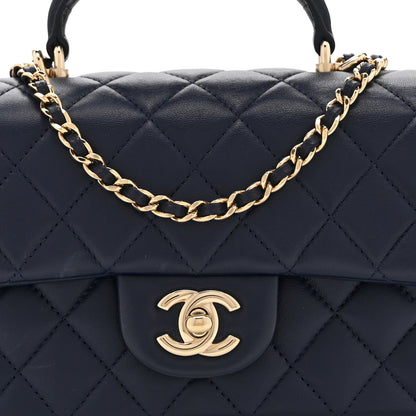 Chanel Lambskin Quilted Mini Top Handle Rectangular Flap Navy Blue 8 of 10