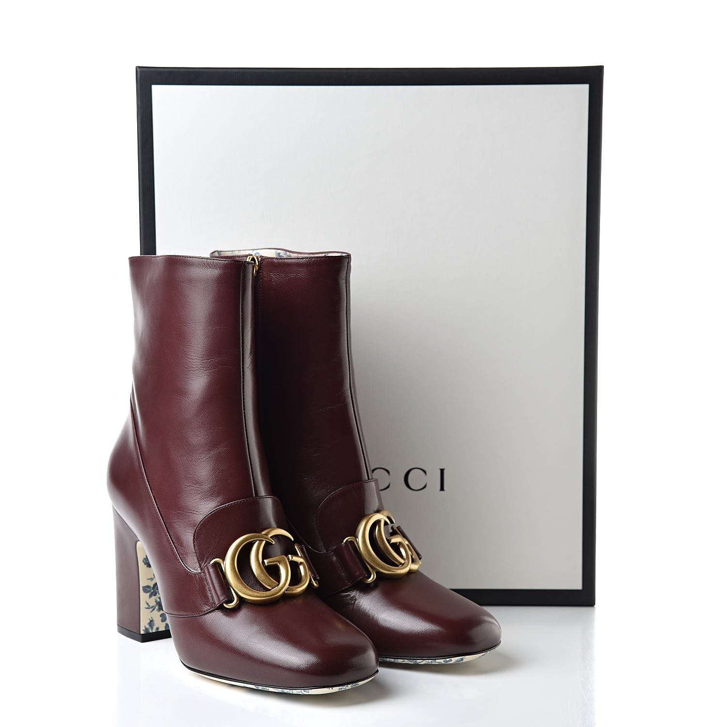 Gucci Malaga Kid GG Victoire 95mm Ankle Boots 38.5 Vintage Bordeaux 9 of 9