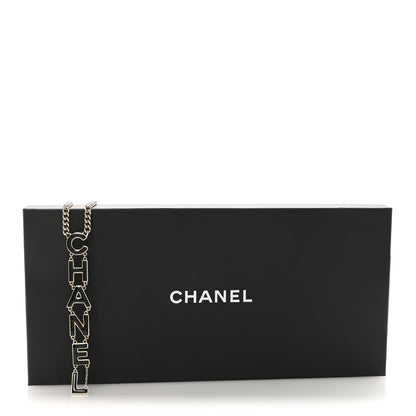 Chanel Metal Enamel Long Logo Necklace Gold Black 6 of 6