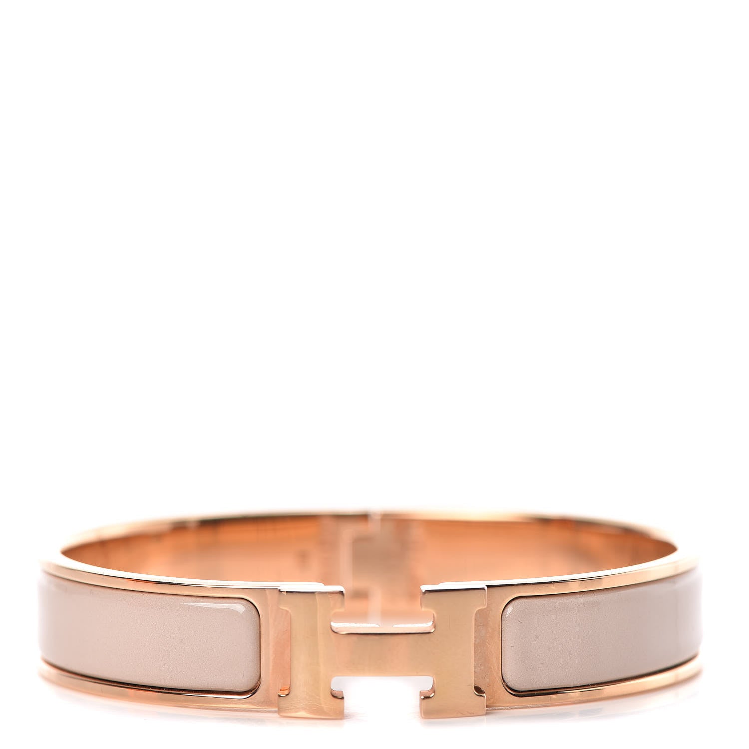 Hermes Enamel Narrow Clic Clac H Bracelet GM Beige Nacre 1 of 5