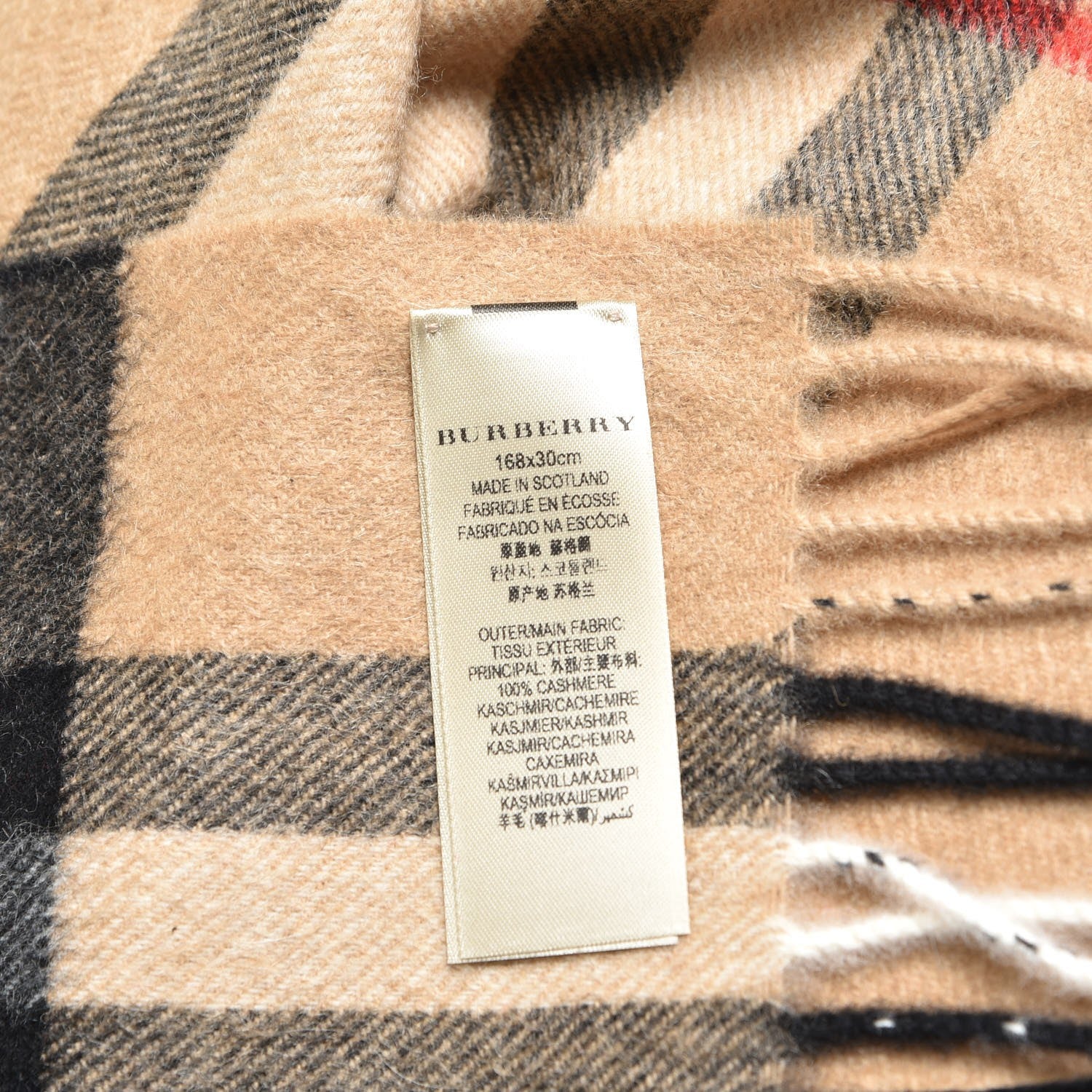 Burberry Cashmere Giant Check Fringe Scarf Camel 5 of 6