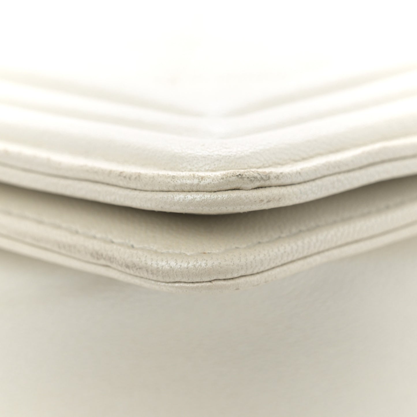 Iridescent Lambskin Quilted Large Boy Flap White