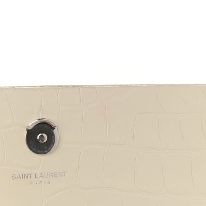 Saint Laurent Calfskin Crocodile Embossed Medium Classic Monogram Kate Tassel Satchel Crema Soft 12 of 12