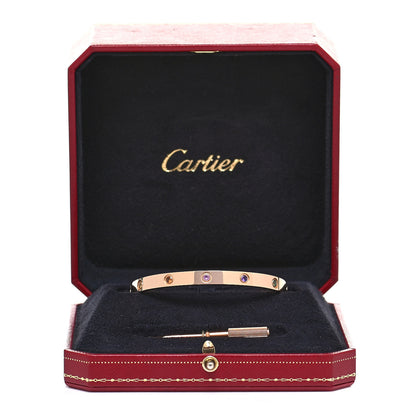 Cartier 18K Pink Gold Sapphire Garnet Amethyst LOVE Bracelet 19 6 of 6