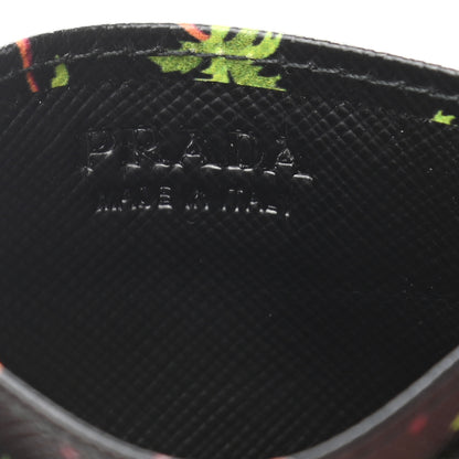 Prada Saffiano Palm Tree Print Card Holder Black 6 of 7