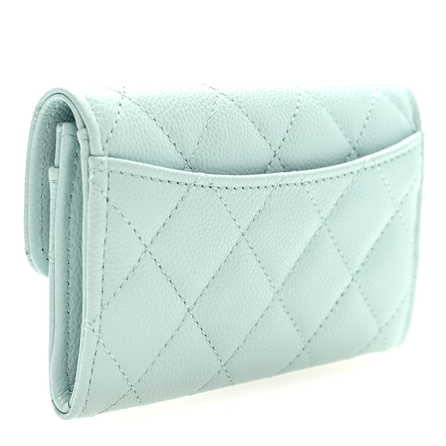 Chanel Caviar Quilted Flap Card Holder Wallet Light Blue 3 of 8