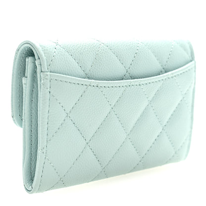Chanel Caviar Quilted Flap Card Holder Wallet Light Blue 3 of 8