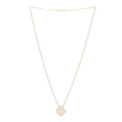Van Cleef & Arpels 18K Yellow Gold Mother of Pearl Vintage Alhambra Pendant Necklace 3 of 6