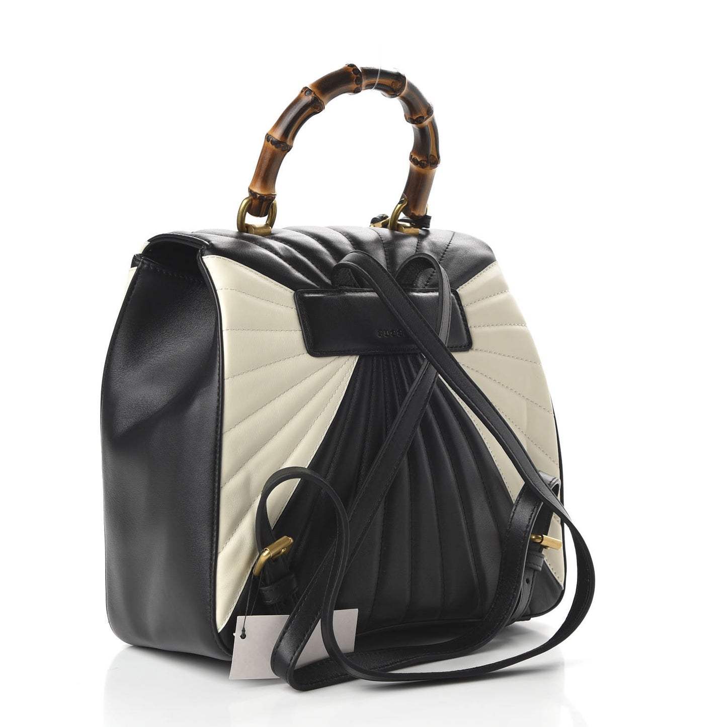 Calfskin Bamboo Trapuntata Queen Margaret Backpack Mystic White Black