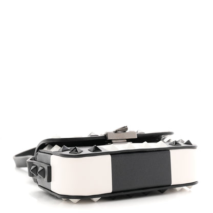 Valentino Garavani Vitello Chess Mini Rockstud Flip Lock Crossbody Bag Black White 4 of 10