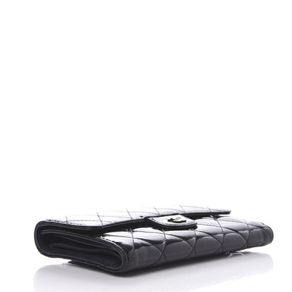 Chanel Patent Quilted Large Flap Wallet Black 4 of 8