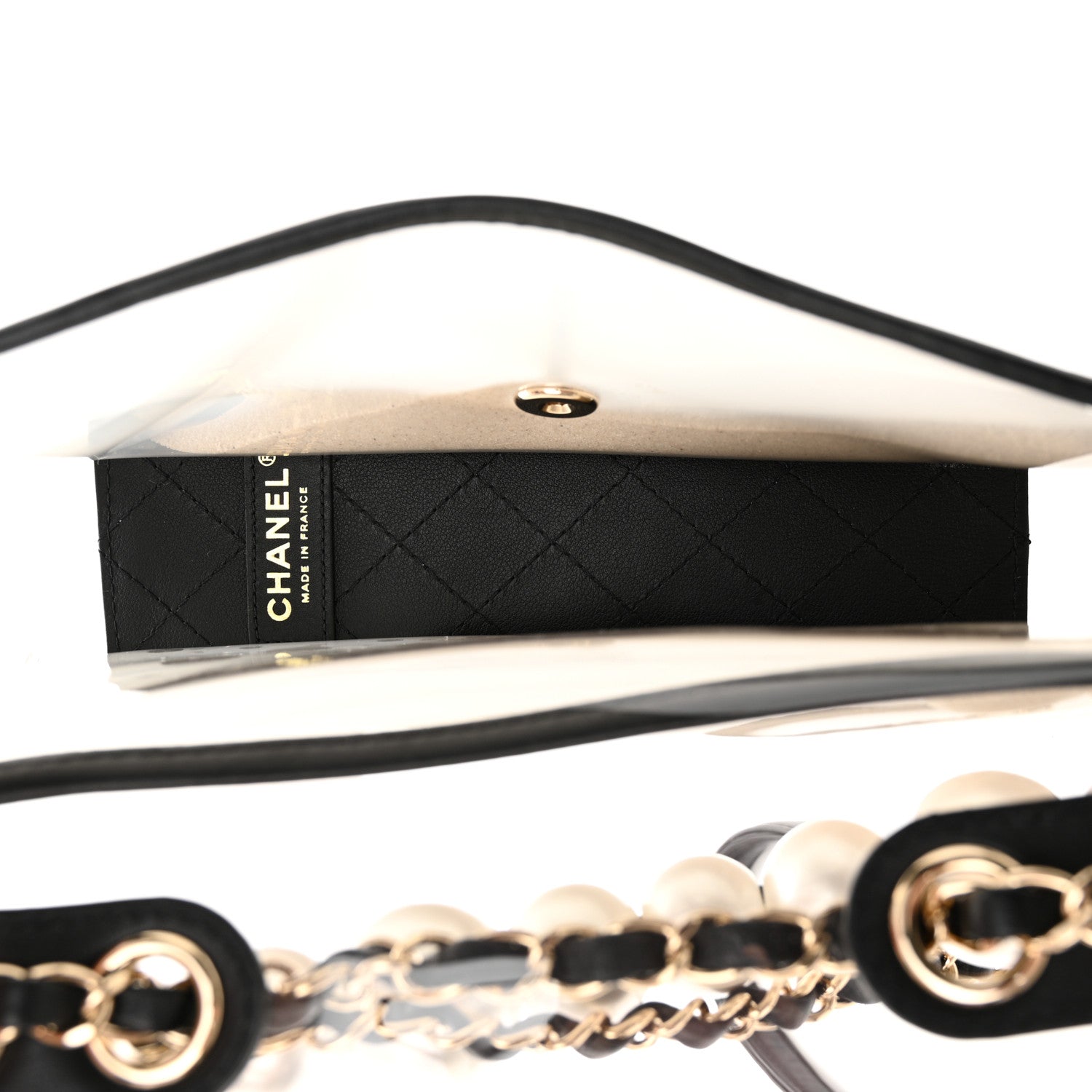 Chanel Lambskin PVC Sand By The Sea Flap With Pearl Strap Black 5 of 10
