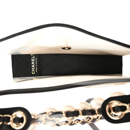 Chanel Lambskin PVC Sand By The Sea Flap With Pearl Strap Black 5 of 10