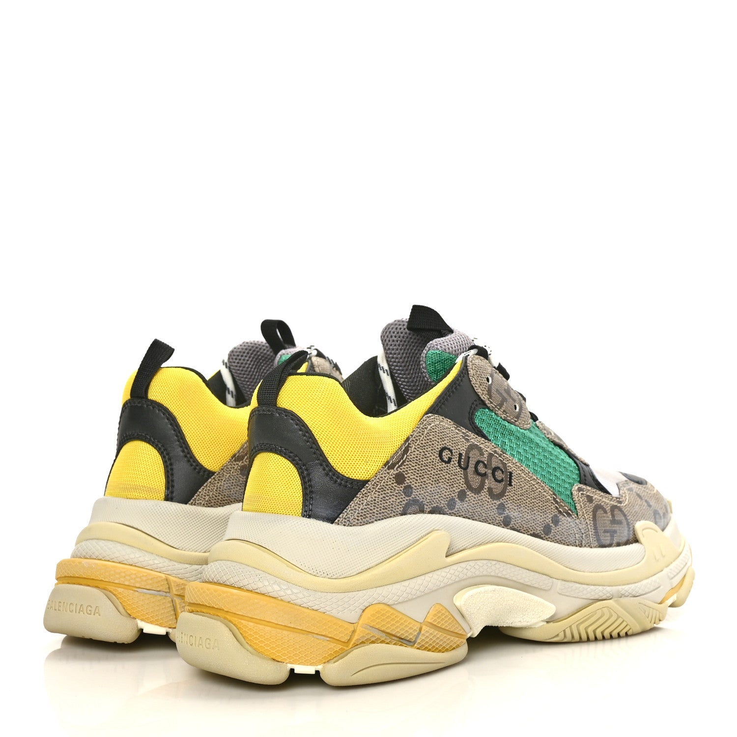 Balenciaga X GUCCI Maxi GG Supreme Monogram Mens Triple S Sneakers 43 Beige Ebony Black Green 4 of 7
