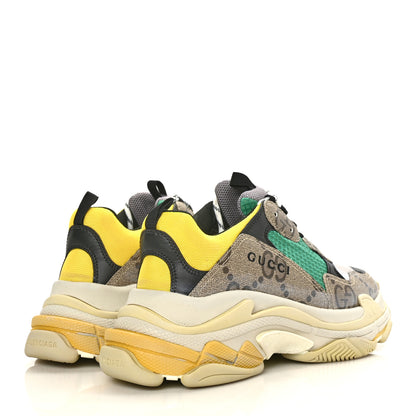 Balenciaga X GUCCI Maxi GG Supreme Monogram Mens Triple S Sneakers 43 Beige Ebony Black Green 4 of 7