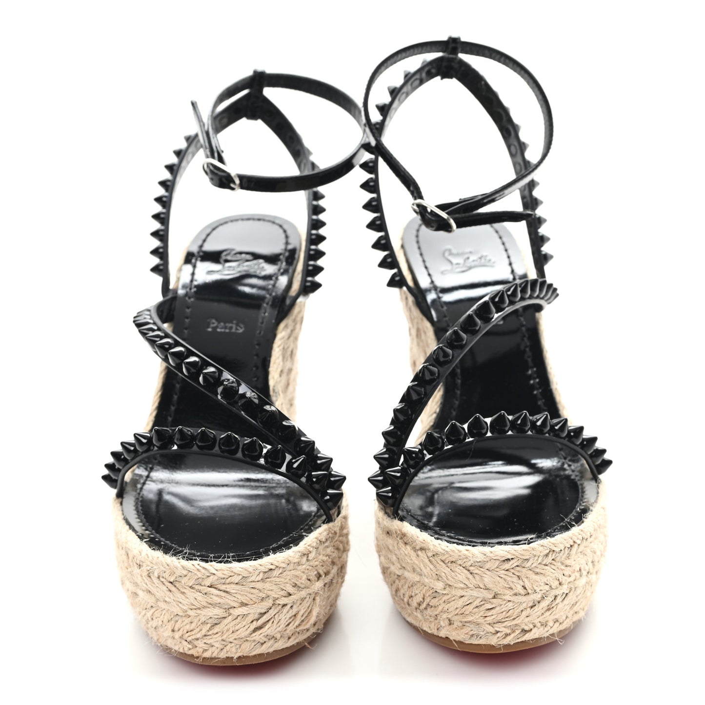Patent Monochrome Mafaldina 120 Wedge Sandals 38 Black