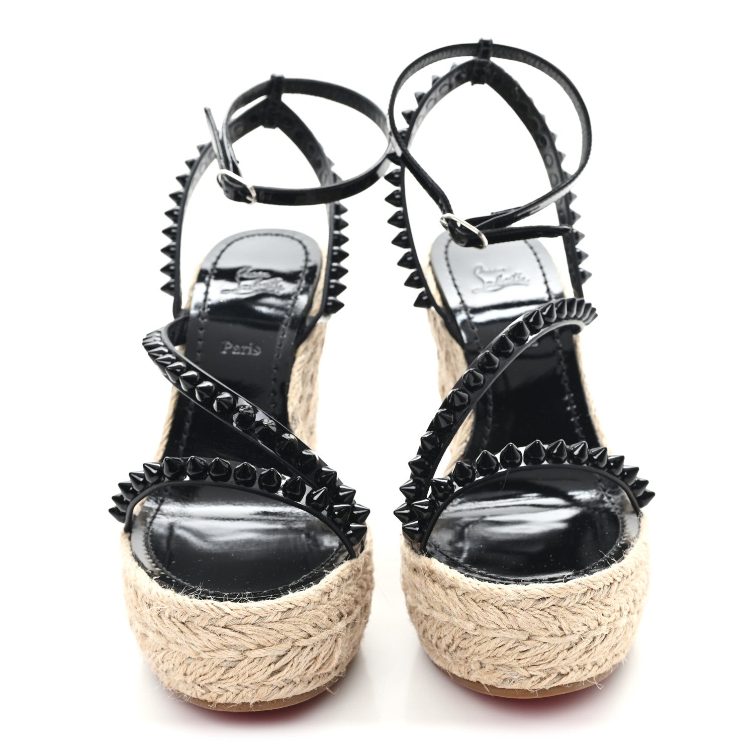 Christian Louboutin Patent Monochrome Mafaldina 120 Wedge Sandals 38 Black 3 of 10