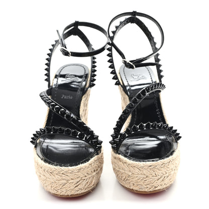 Christian Louboutin Patent Monochrome Mafaldina 120 Wedge Sandals 38 Black 3 of 10