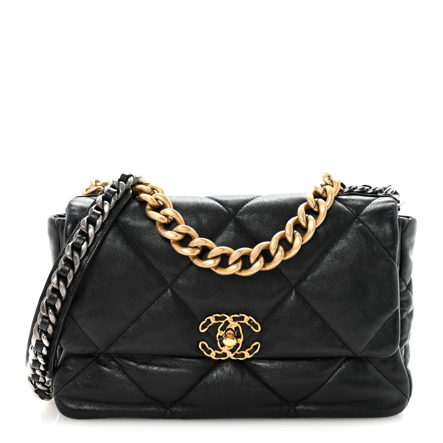 Goatskin Quilted Large Chanel 19 Flap Black