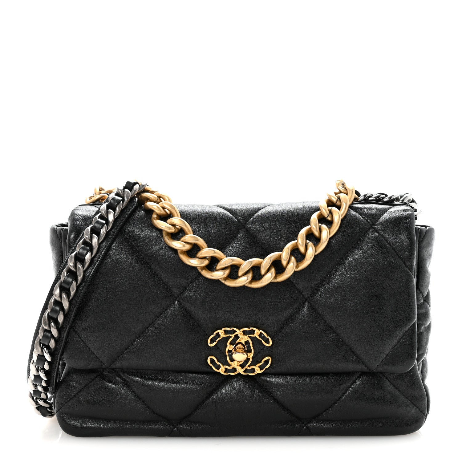 Chanel Goatskin Quilted Large Chanel 19 Flap Black 1 of 11