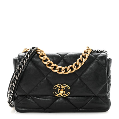 Chanel Goatskin Quilted Large Chanel 19 Flap Black 1 of 11