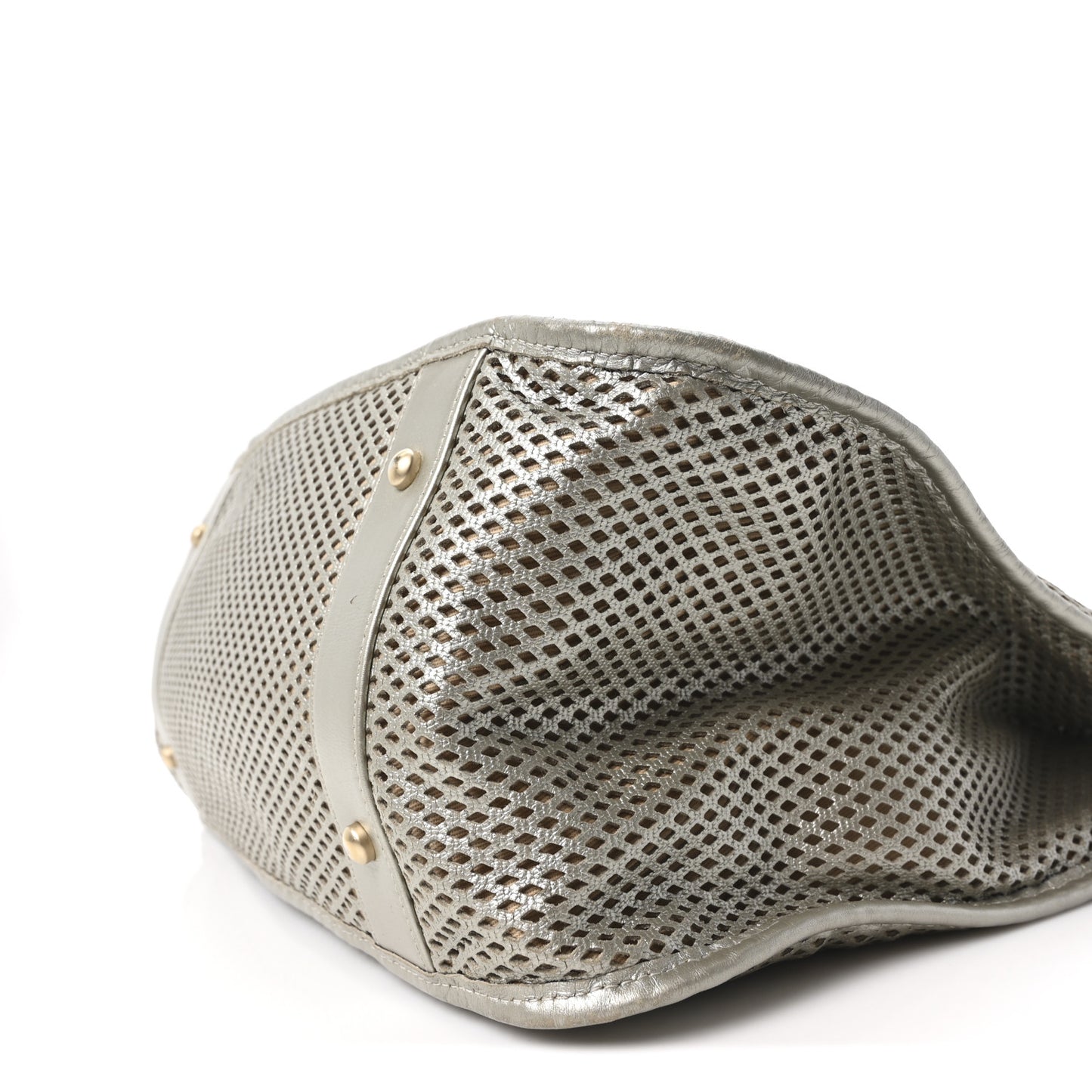 Metallic Calfskin Perforated Up In The Air Tote Silver