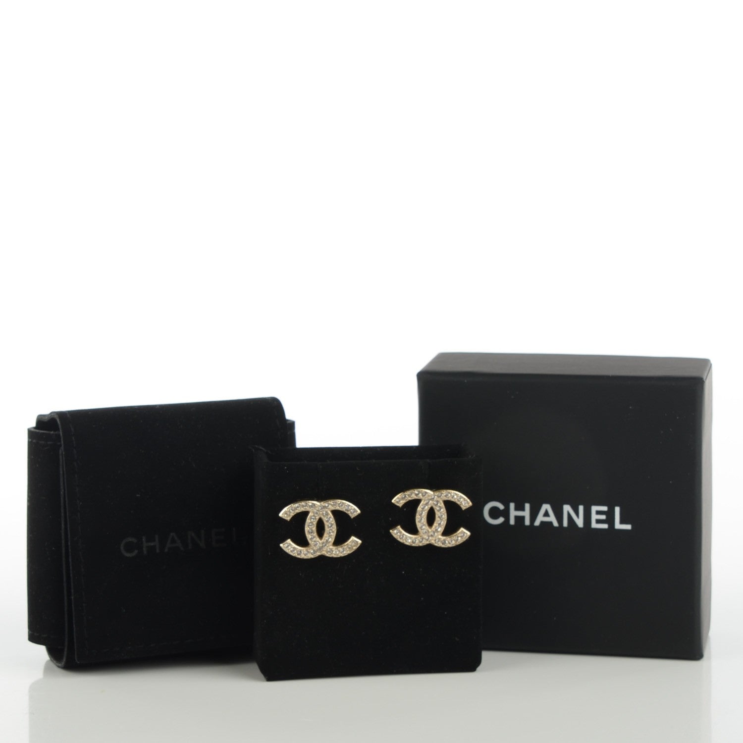 Chanel Crystal CC Earrings Gold 4 of 5