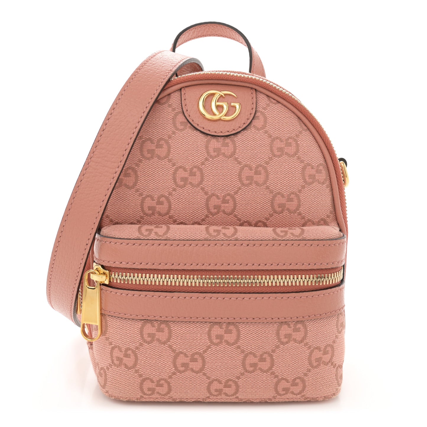 Monogram Textured Dollar Calfskin Mini Ophidia Crossbody Cloche Rose Pink