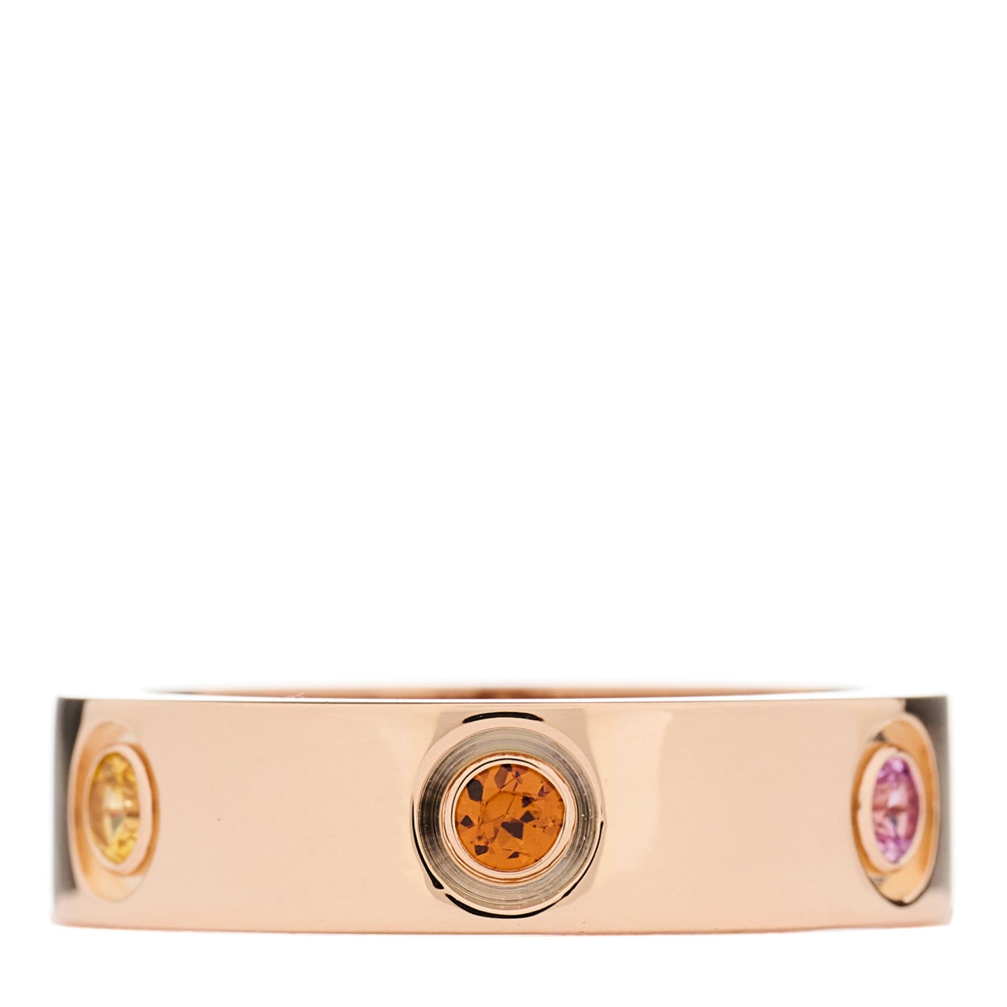 18K Pink Gold Sapphire Garnet Amethyst 5.5mm LOVE Ring 55 7.25
