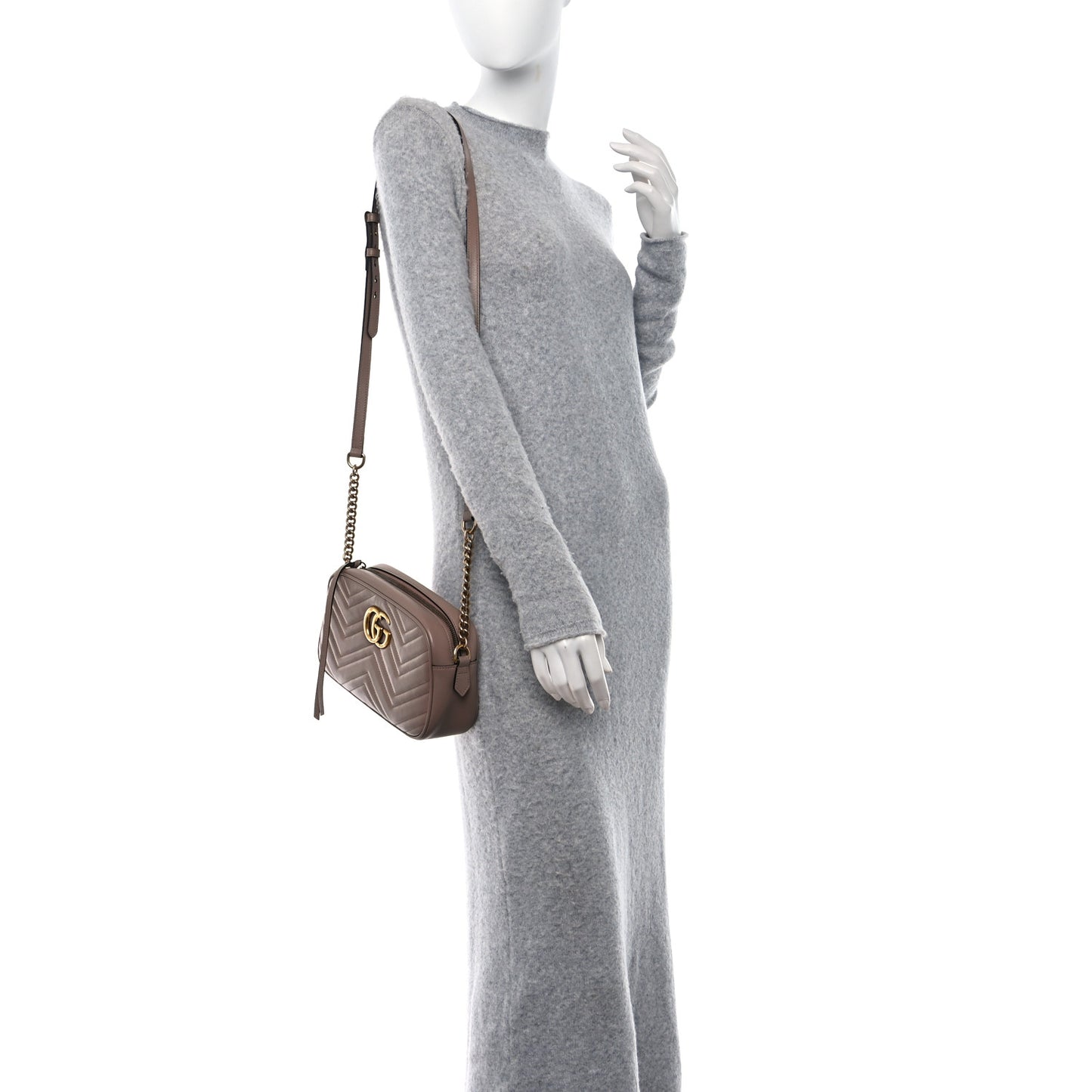 Calfskin Matelasse Small GG Marmont Chain Shoulder Bag Porcelain Rose