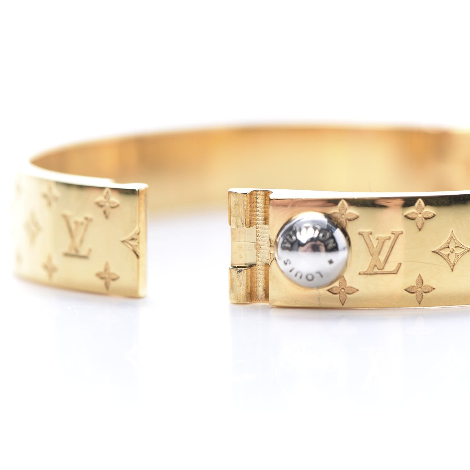 Louis Vuitton Brass Monogram Nanogram Cuff M Gold 6 of 7