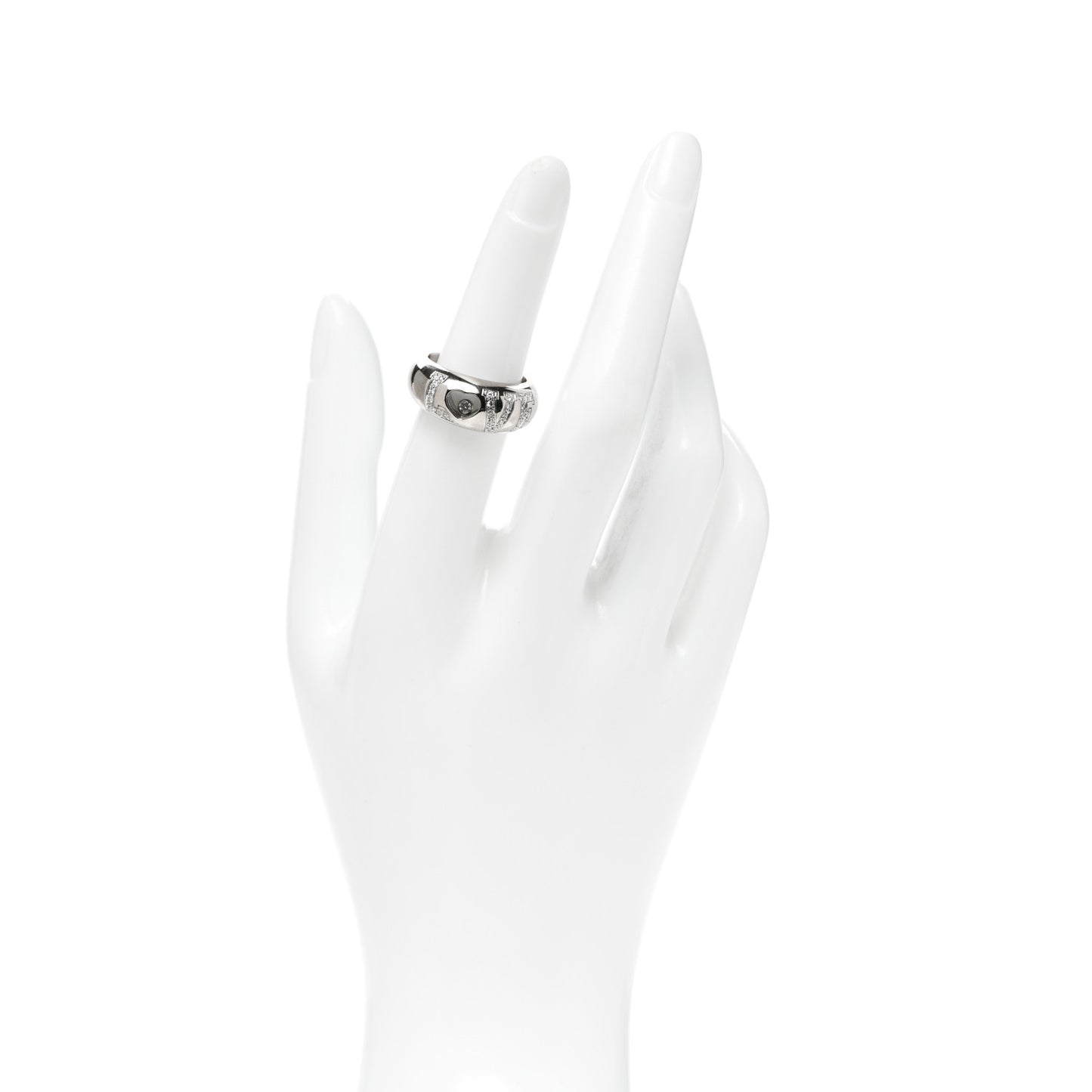 18K White Gold Happy Diamonds Love Heart Band Ring 53 6.25