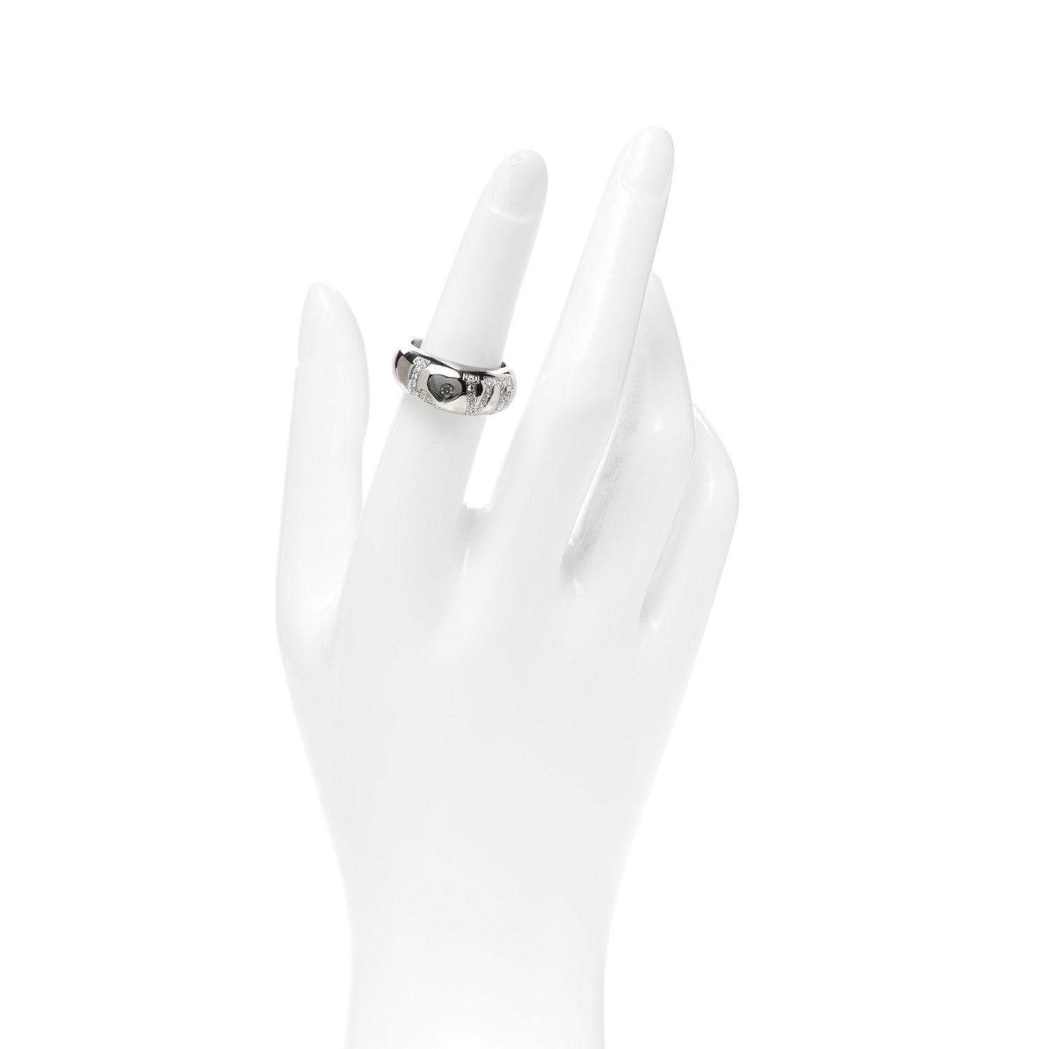 Chopard 18K White Gold Happy Diamonds Love Heart Band Ring 53 6.25 2 of 5