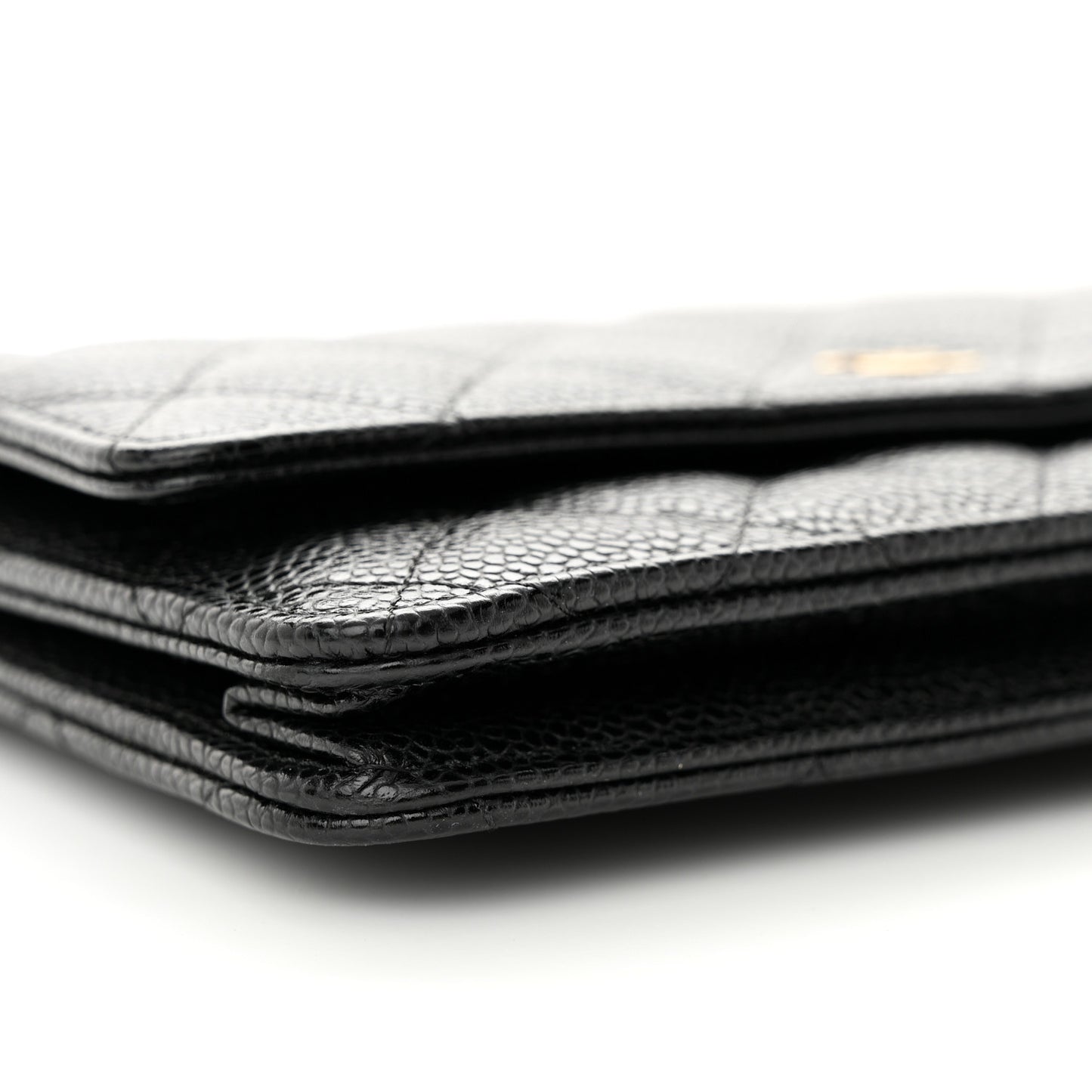Caviar Quilted Wallet on Chain WOC Black