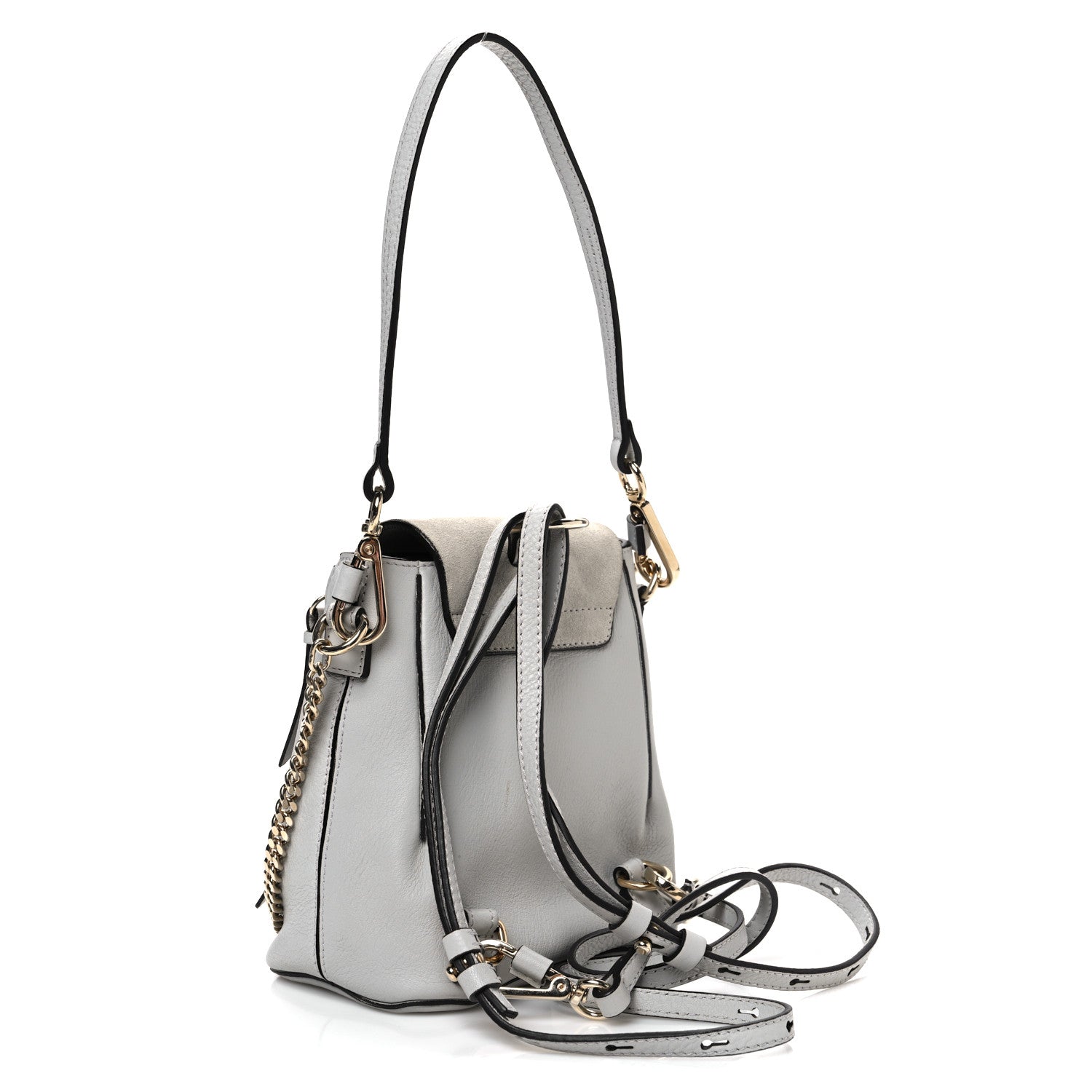 Chloe Suede Calfskin Mini Faye Backpack Silver Blue 1831792 – FASHIONPHILE