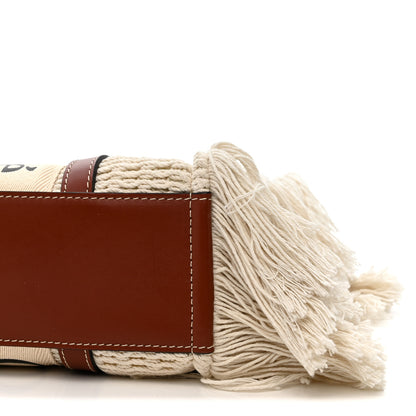 Chloe Cotton Calfskin Medium Woody Ribbon Fringe Tote Sepia Brown 10 of 10